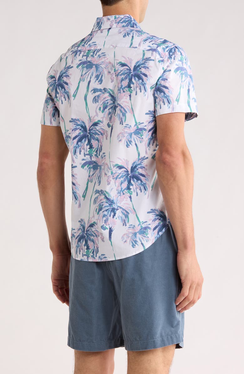 Bonobos Paradisp Palms Slim Fit Short Sleeve Stretch Cotton Button-Up Shirt, Alternate, color, Watercolor Palm Tree
