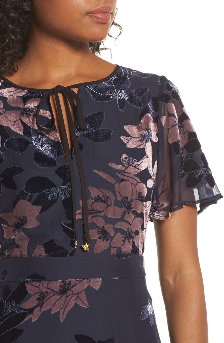 Sam Edelman Burnout Floral Flare Hem Dress, Alternate, color, 