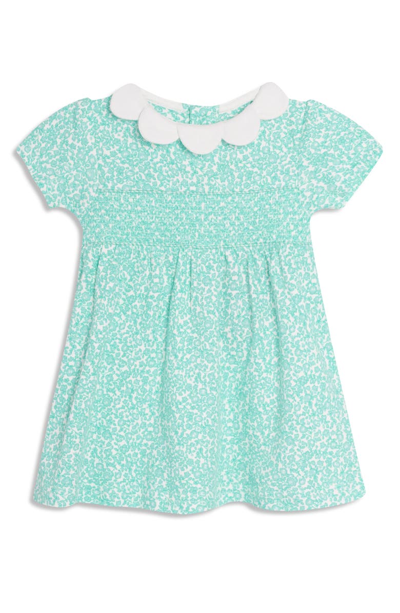 JOJO MAMAN BEBE Ditsy Floral Scallop Collar Dress & Bloomers Set, Alternate, color, Duck Egg