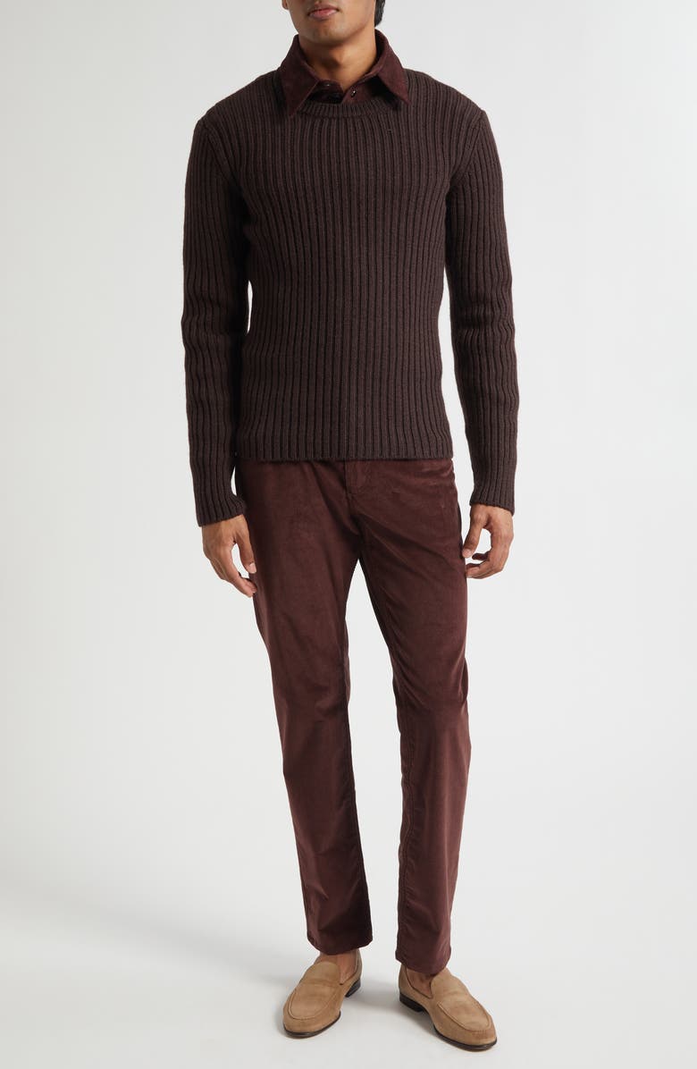 Dolce&Gabbana Wool Rib Crewneck Sweater, Alternate, color, M0023 Marrone Scuro 3