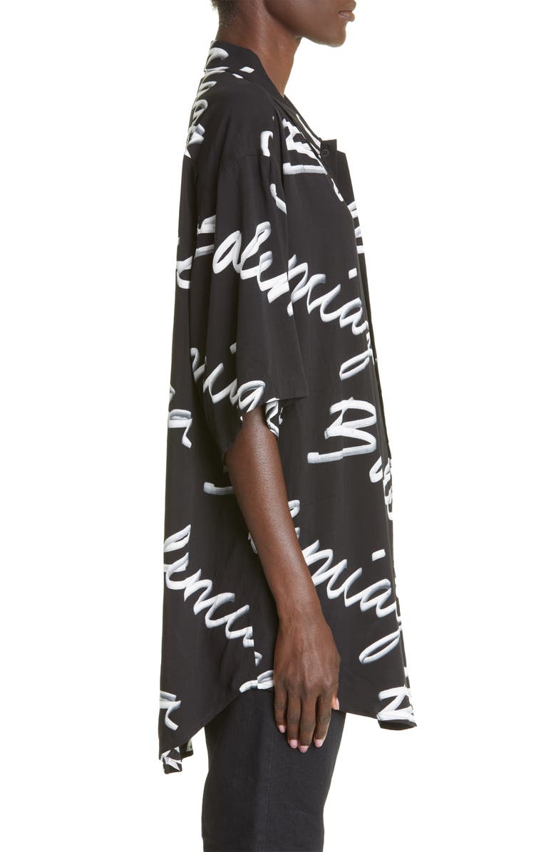 Balenciaga Women's Scribble Print Logo Blouse, Alternate, color, 