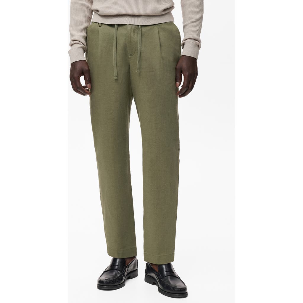 Mango Slim Fit Drawstring Pants In Green