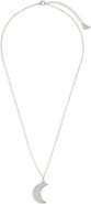 Sterling Forever Pav Cubic Zirconia Crescent Moon Pendant Necklace