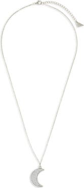 Sterling Forever Pav Cubic Zirconia Crescent Moon Pendant Necklace