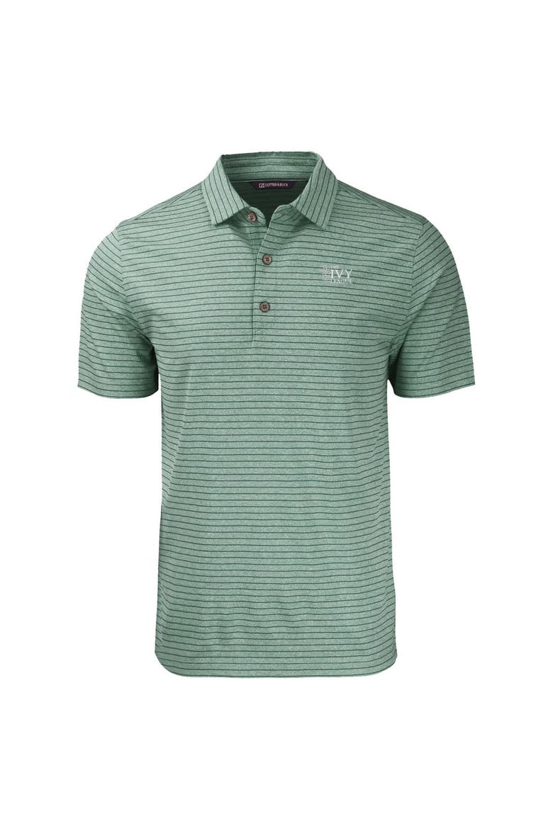 Men's Cutter & Buck  Heather Green Ivy League Tri-Blend Forge Eco Heather Stripe Stretch Recycled Polo, Alternate, color, Heather Green