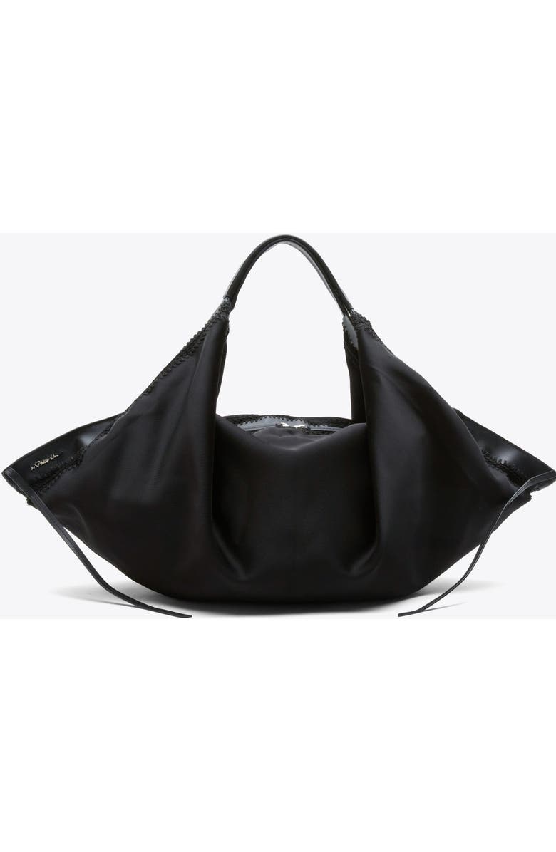 3.1 Phillip Lim Luna Structured Satin Medium Bag, Main, color, Black