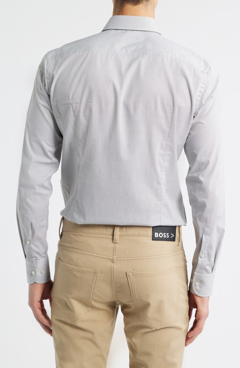BOSS Hank Slim Fit Martini Print Stretch Cotton Dress Shirt, Alternate, color, White