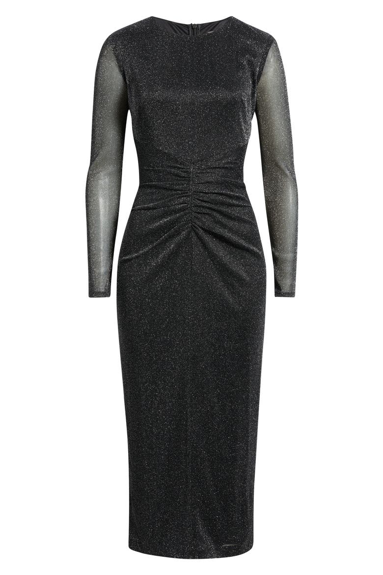 Glitter Long Sleeve Body-Con Dress, Alternate, color, BLACK