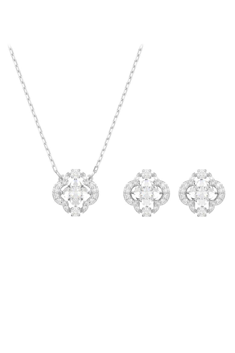 Sparkling Dance Pendant Necklace & Stud Earrings Set, Alternate, color, SILVER