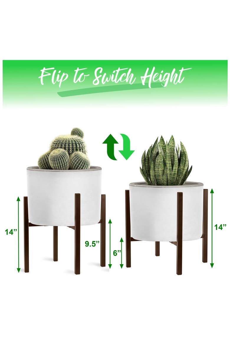 Adjustable Metal Plant Stand, Alternate, color, BROWN