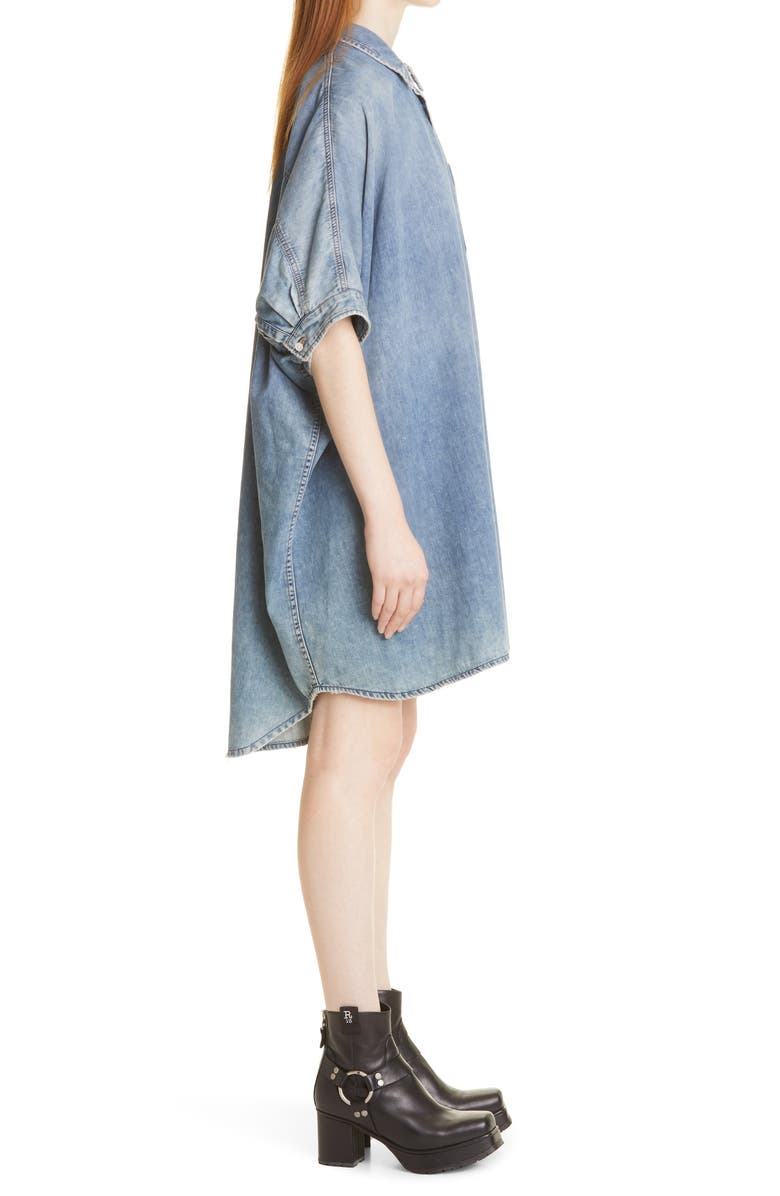 R13 Oversize Boxy Denim Shirtdress, Alternate, color, Chester Blue
