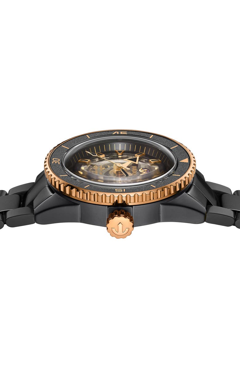 RADO Captain Cook High Tech Ceramic Skeleton Bracelet Watch, 43mm, Alternate, color, Black