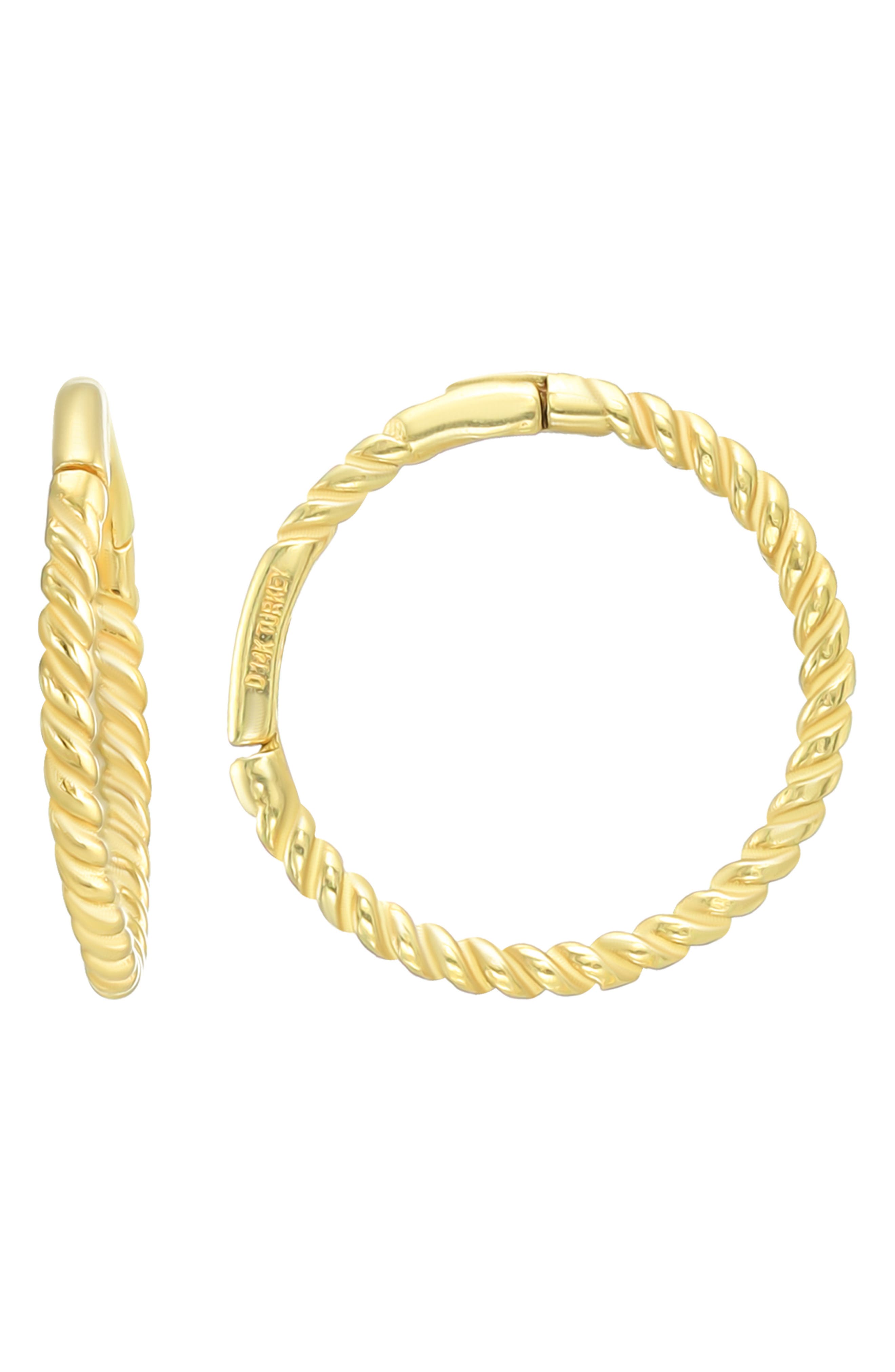 CANDELA JEWELRY 14K Yellow Gold Rope Hoop Earrings