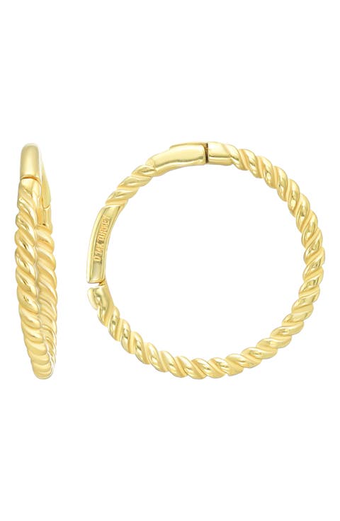 14K Yellow Gold Rope Hoop Earrings