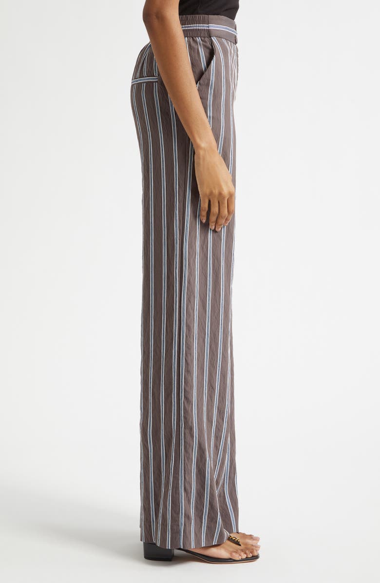 Veronica Beard Carraway Stripe Wide Legs Pants, Alternate, color, Dark Mocha