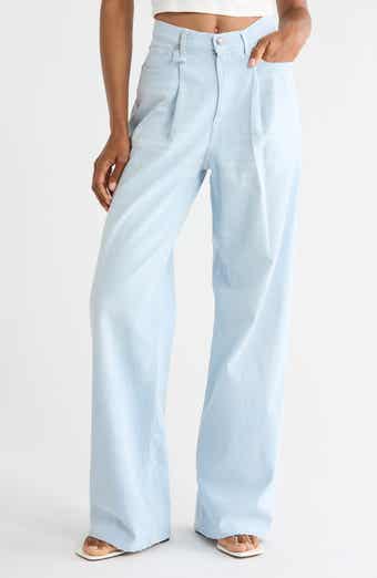 R13 Damon Pleated Wide Leg Jeans