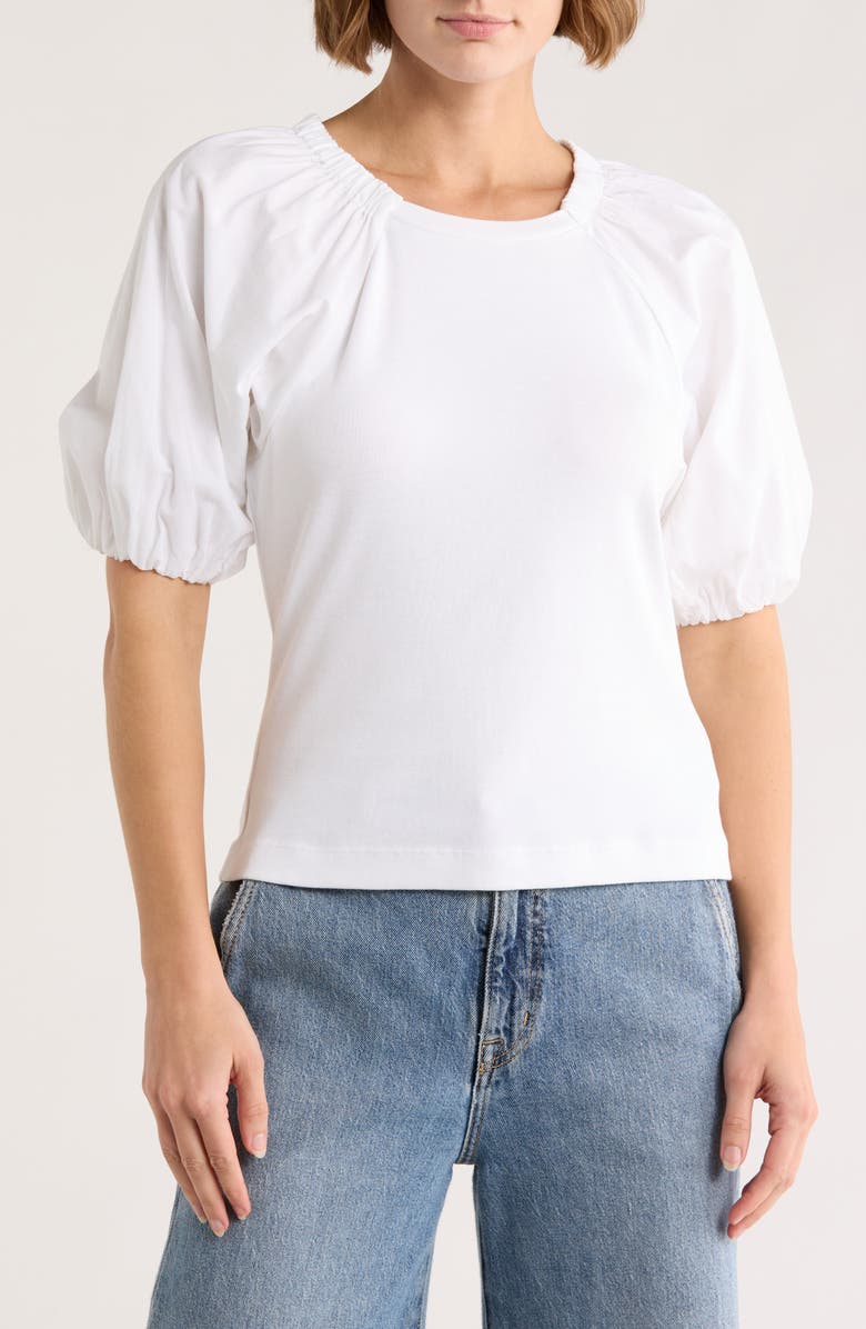 Joe's The Lila Mixed Media Top, Main, color, Optic White