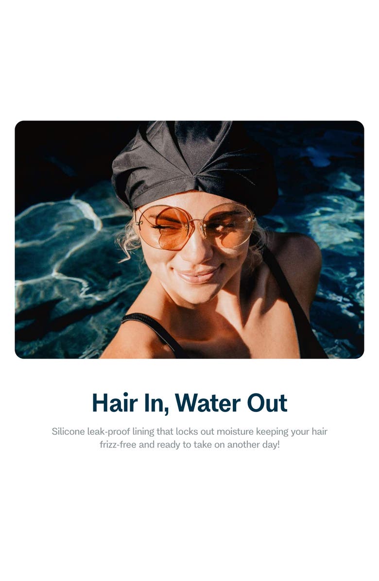 Gimme Beauty Lined Reusable Shower Cap, Reusable & Fast Drying with a Silicone Leak Proof Lining, Alternate, color, Black