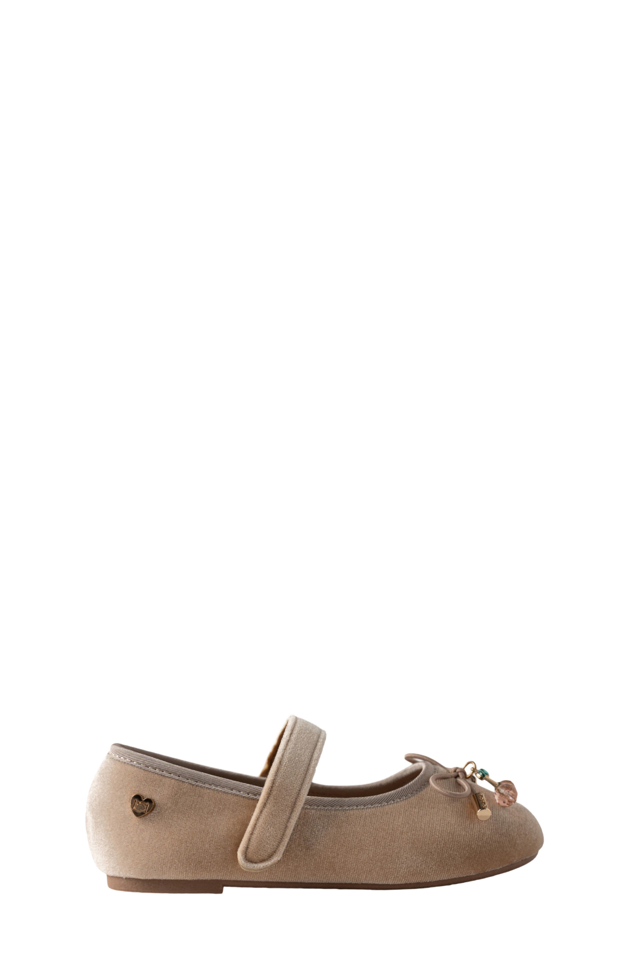 Kids' Velvet Mary Jane Flat, Alternate, color, TAUPE