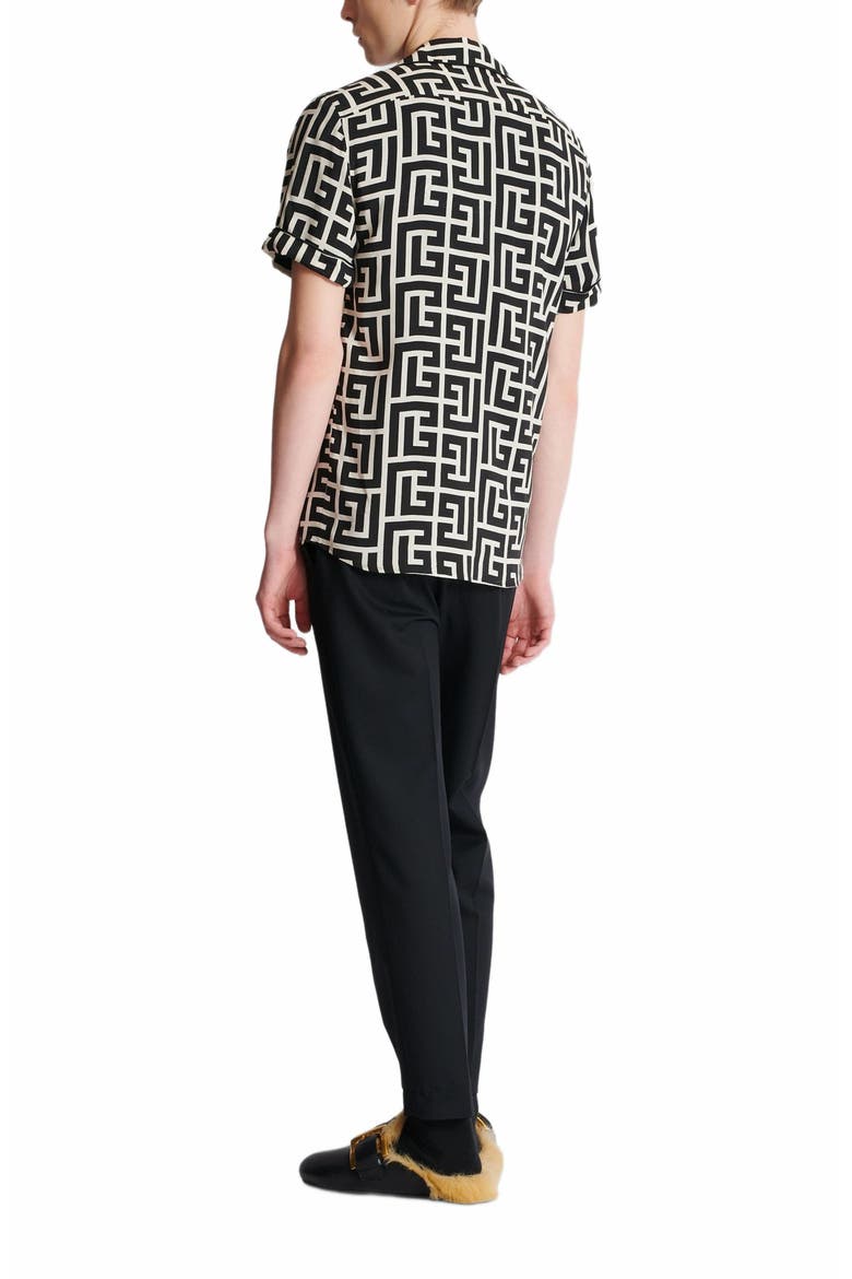 Pyjama Shirt With Monogrammed Print, Alternate, color, Black