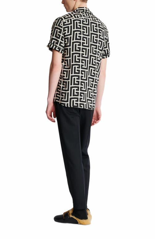 Balmain Pyjama Shirt With Monogrammed Print In Black