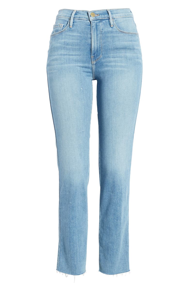 FRAME Le Sylvie High Waist Raw Hem Straight Leg Jeans, Alternate, color, Overdrive