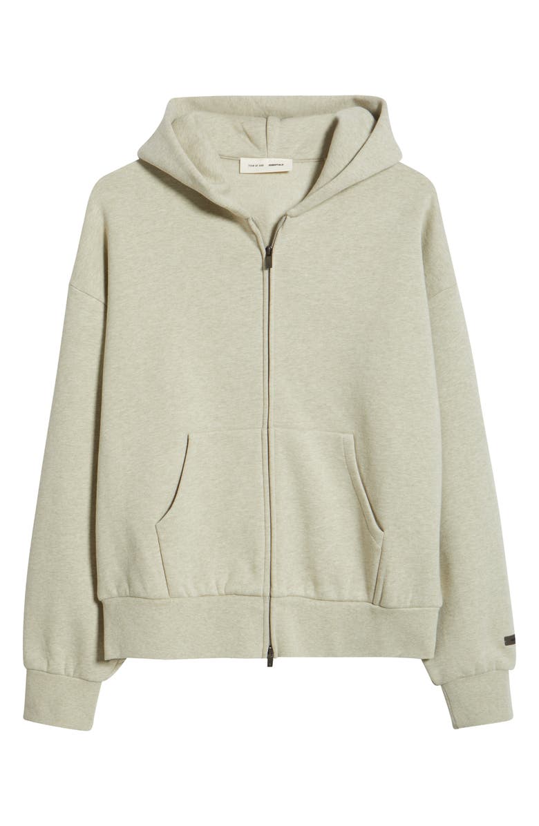 Fear of God Essentials Classic Fit Fleece Zip-Up Hoodie, Alternate, color, Heather Stone
