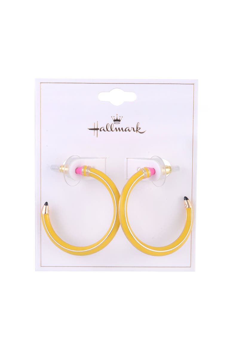 Pencil Hoop Earrings, Alternate, color, Yellow