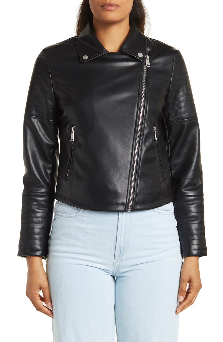 Avec Les Filles Faux Leather Crop Moto Jacket, Alternate, color,