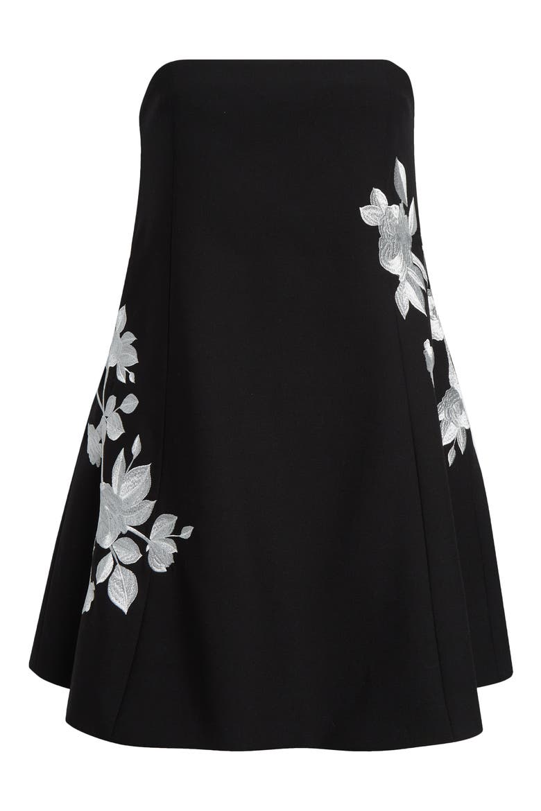 Irla Trailing Floral Strapless Minidress, Alternate, color, BLACK/ IVORY