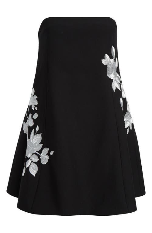 Cinq À Sept Irla Strapless Trailing Floral Mini Dress In Black