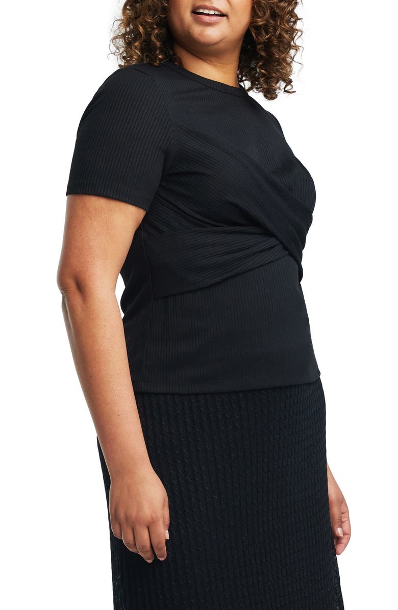 Estelle Iris Twist Rib Top, Alternate, color, Black