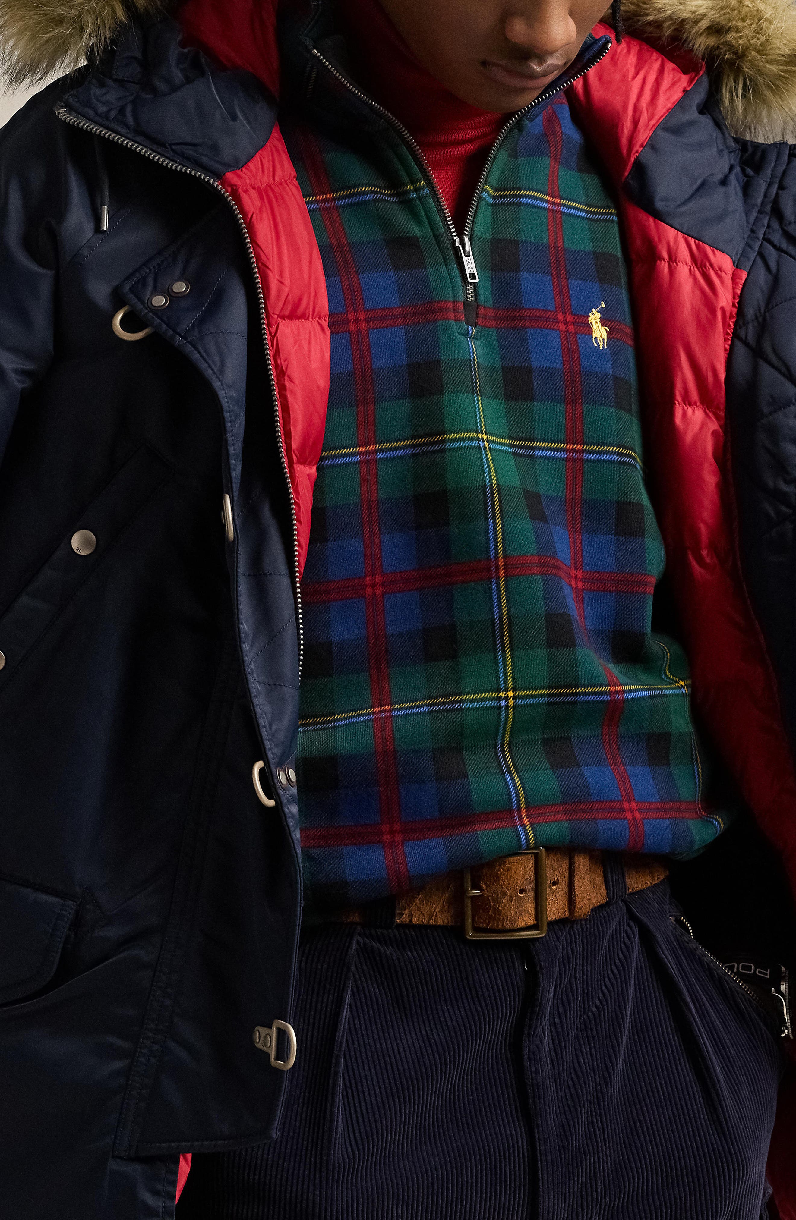 Polo Ralph Lauren Heritage Plaid Sueded Fleece Quarter Zip