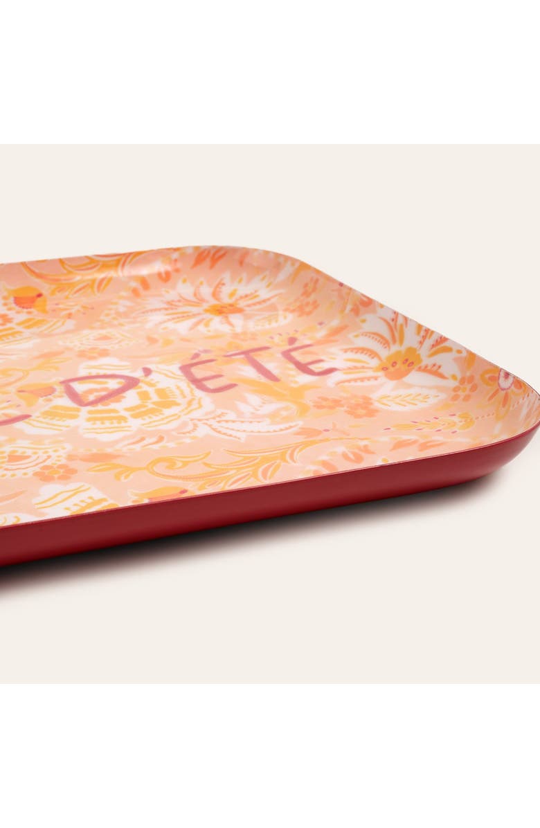 Zsa Zsa Zsu Nanpur Patterned Square Metal Decorative Tray 10X10 In, Alternate, color, Orange