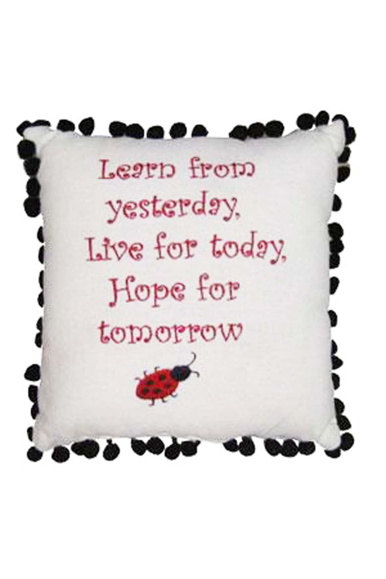 Learn From Yesterday Embroidered Small/Petite Accent Pillow, 10" x 10", Main, color, Red