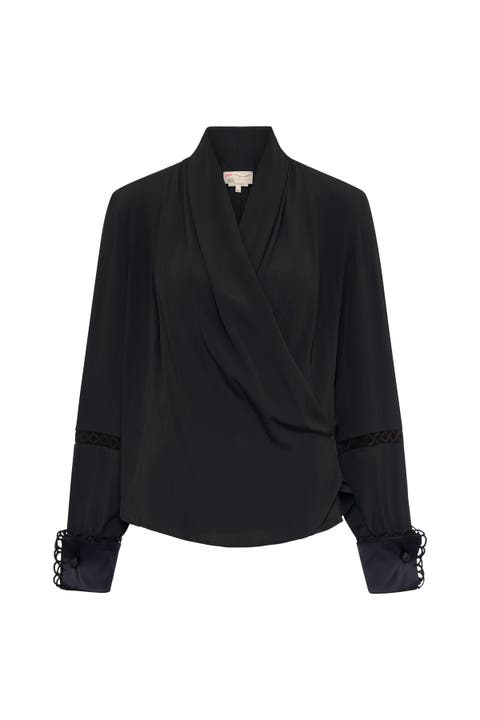 Silk Blend Evening Blouse With Sequins Macram