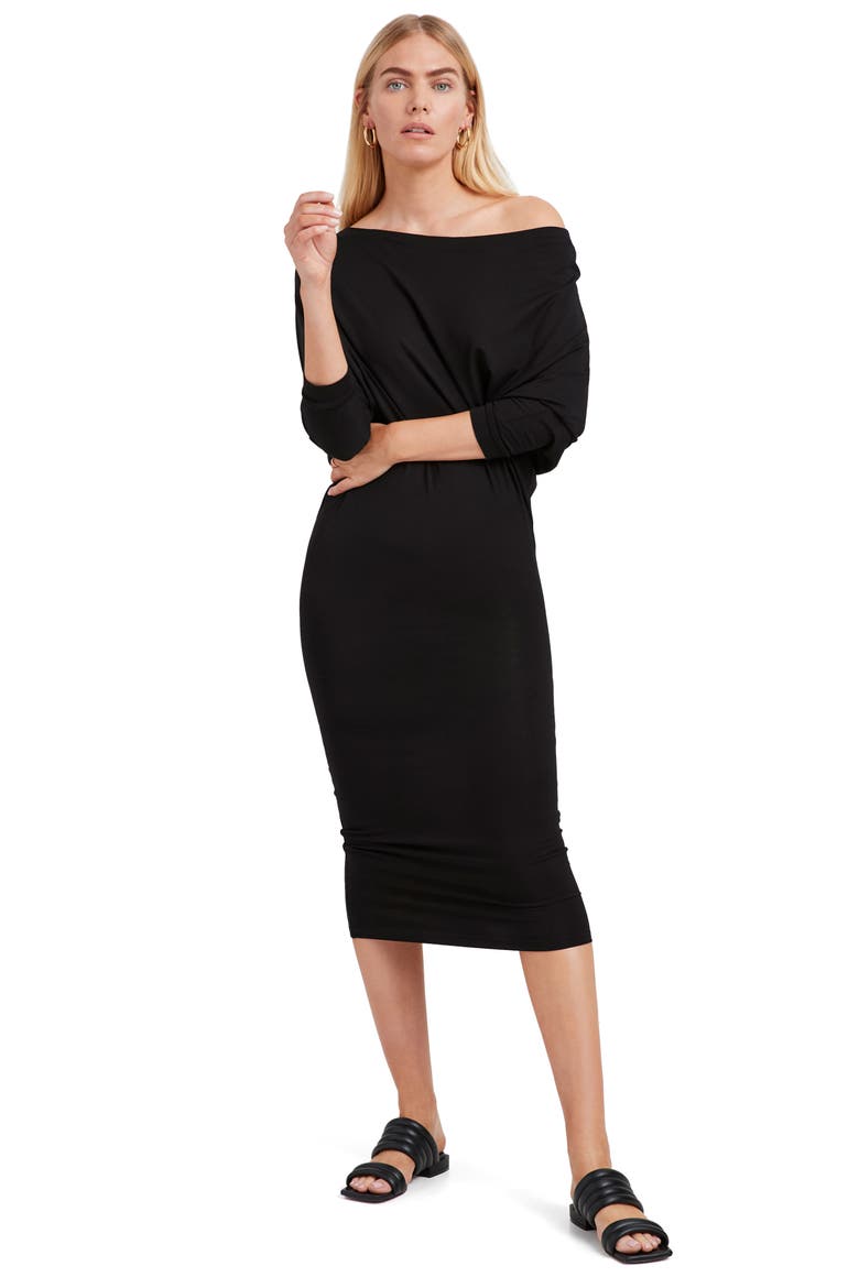 Julia Off the Shoulder Jersey Dress, Alternate, color, BLACK