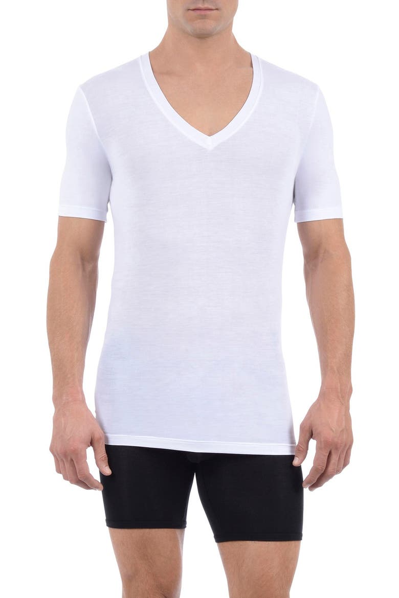Cool Cotton Deep V-Neck Undershirt, Main, color, WHITE