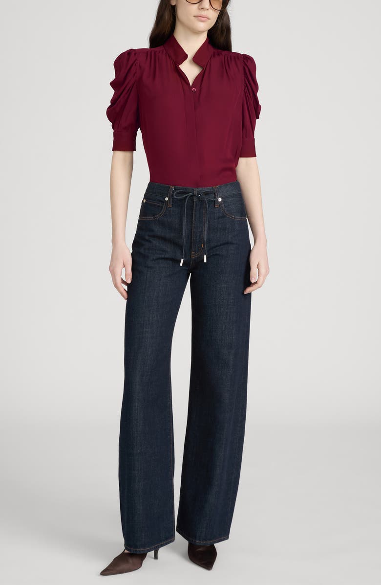 FRAME The Gillian Puff Sleeve Shirt, Alternate, color, Garnet