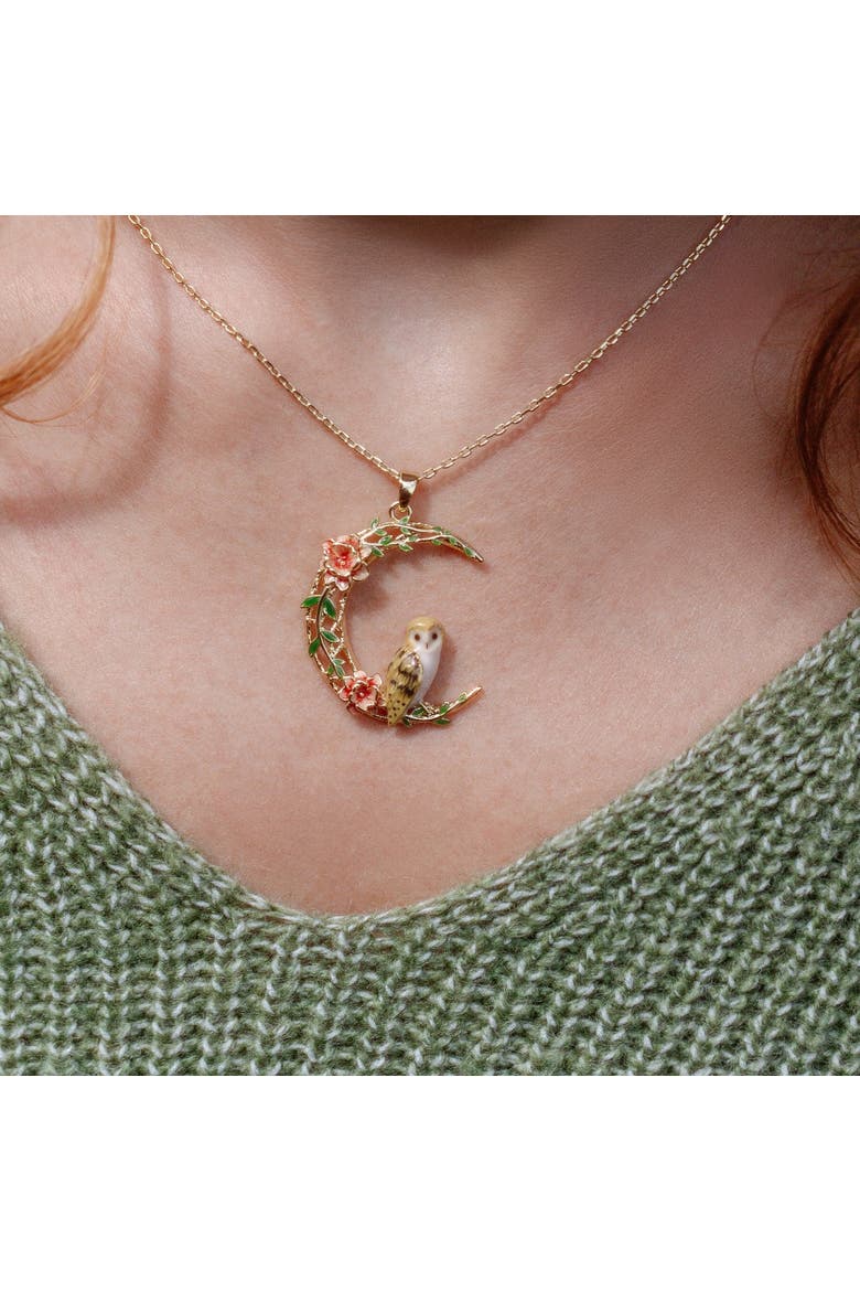 Owl in a Moon Pendant, Alternate, color, Owl in a Moon
