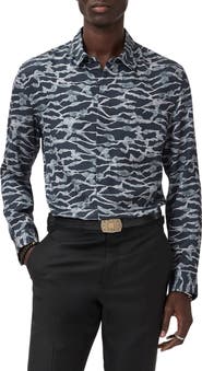 John Varvatos Rodney Abstract Print Modal Button-Up Shirt