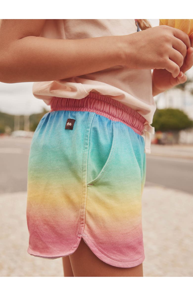 Tea Collection Tie Waist Shorts, Alternate, color, Rio De Janeiro Rainbow