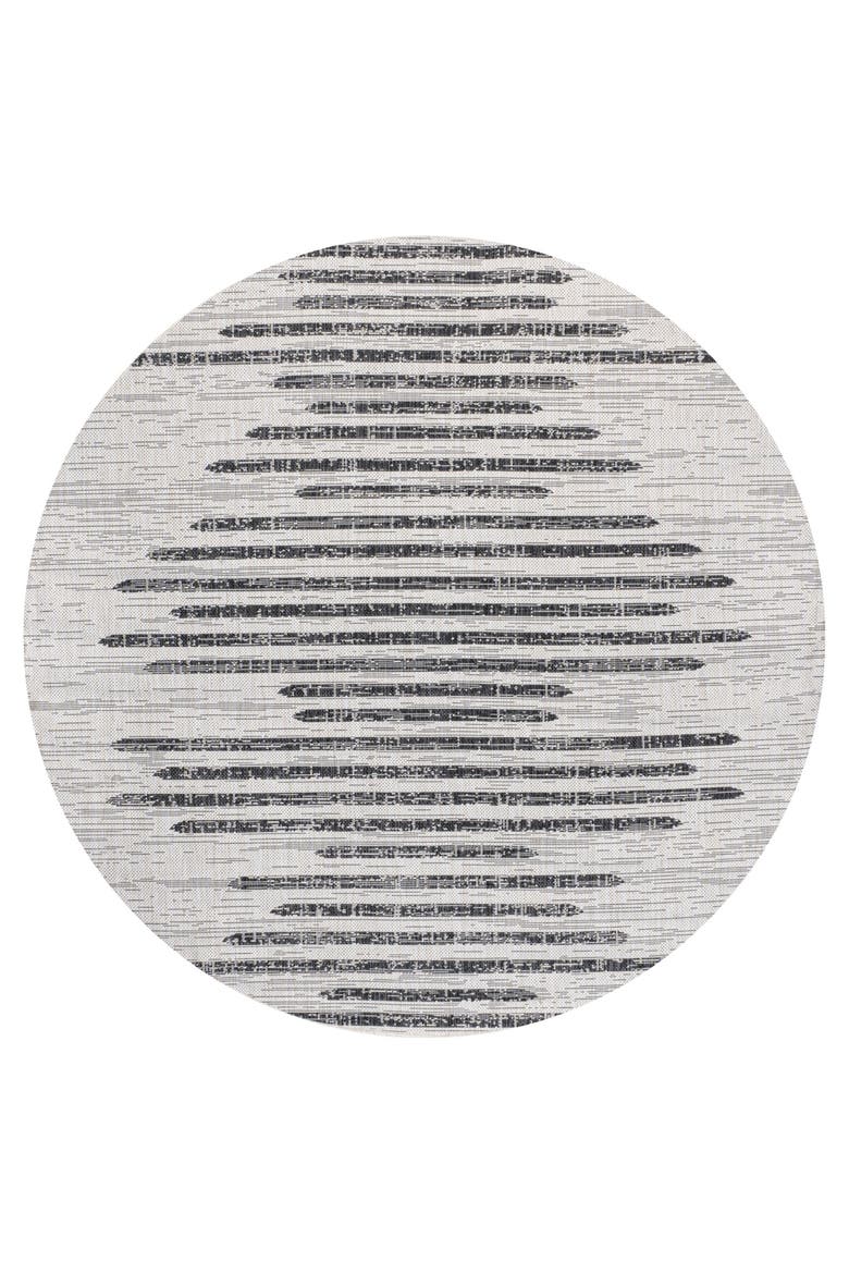Zolak Berber Stripe Geometric Indoor/Outdoor Round Area Rug, Alternate, color, Ivory/Black