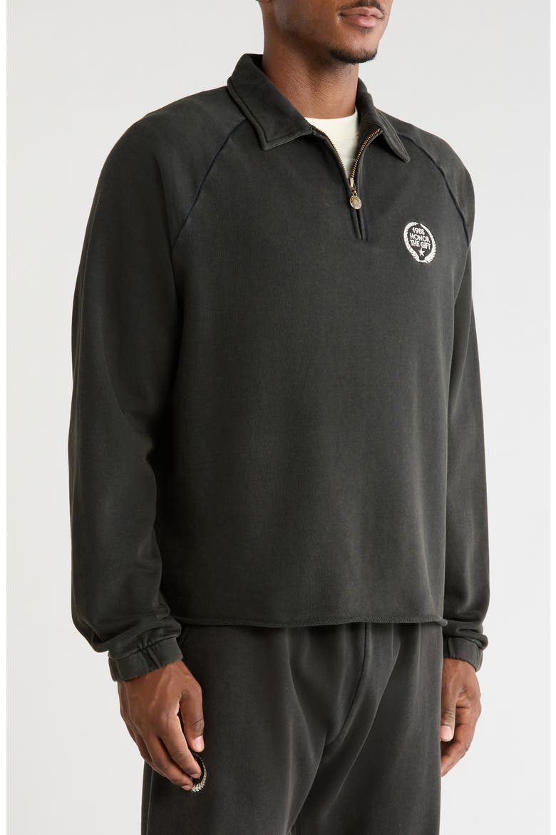 Cotton Terry Quarter-Zip Pullover, Alternate, color, VINTAGE BLACK