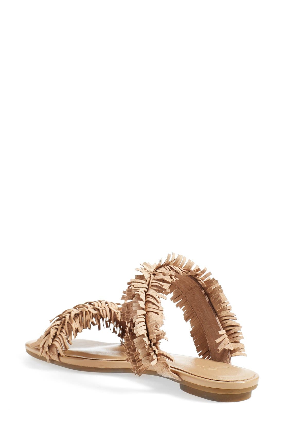 'Pippa' Fringe Slide Sandal, Alternate, color, BUFF KID SUEDE
