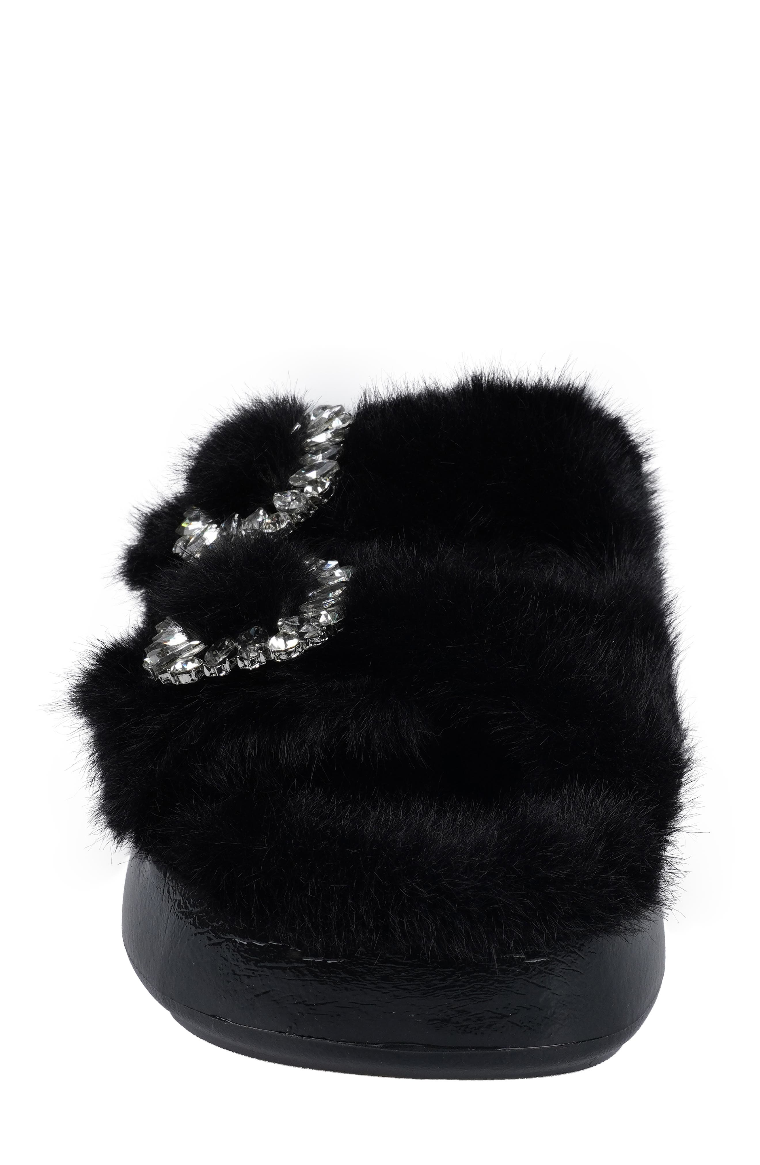 ZIGIny Fly Faux Fur Platform Slide Sandal, Alternate, color, Black