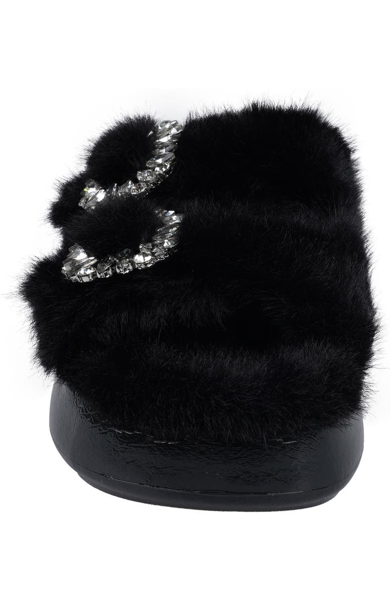 ZIGIny Fly Faux Fur Platform Slide Sandal, Alternate, color, Black