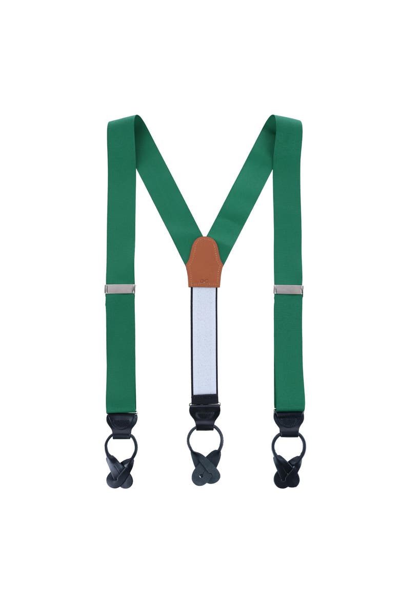 Phoenix 38mm Grosgrain Non Stretch Ribbon Button End Suspenders, Alternate, color, Dark Green