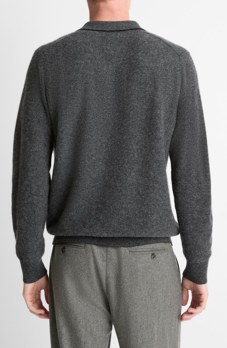 Vince Boiled Cashmere Johnny Collar Sweater, Alternate, color, Black/ Medium Heather Grey