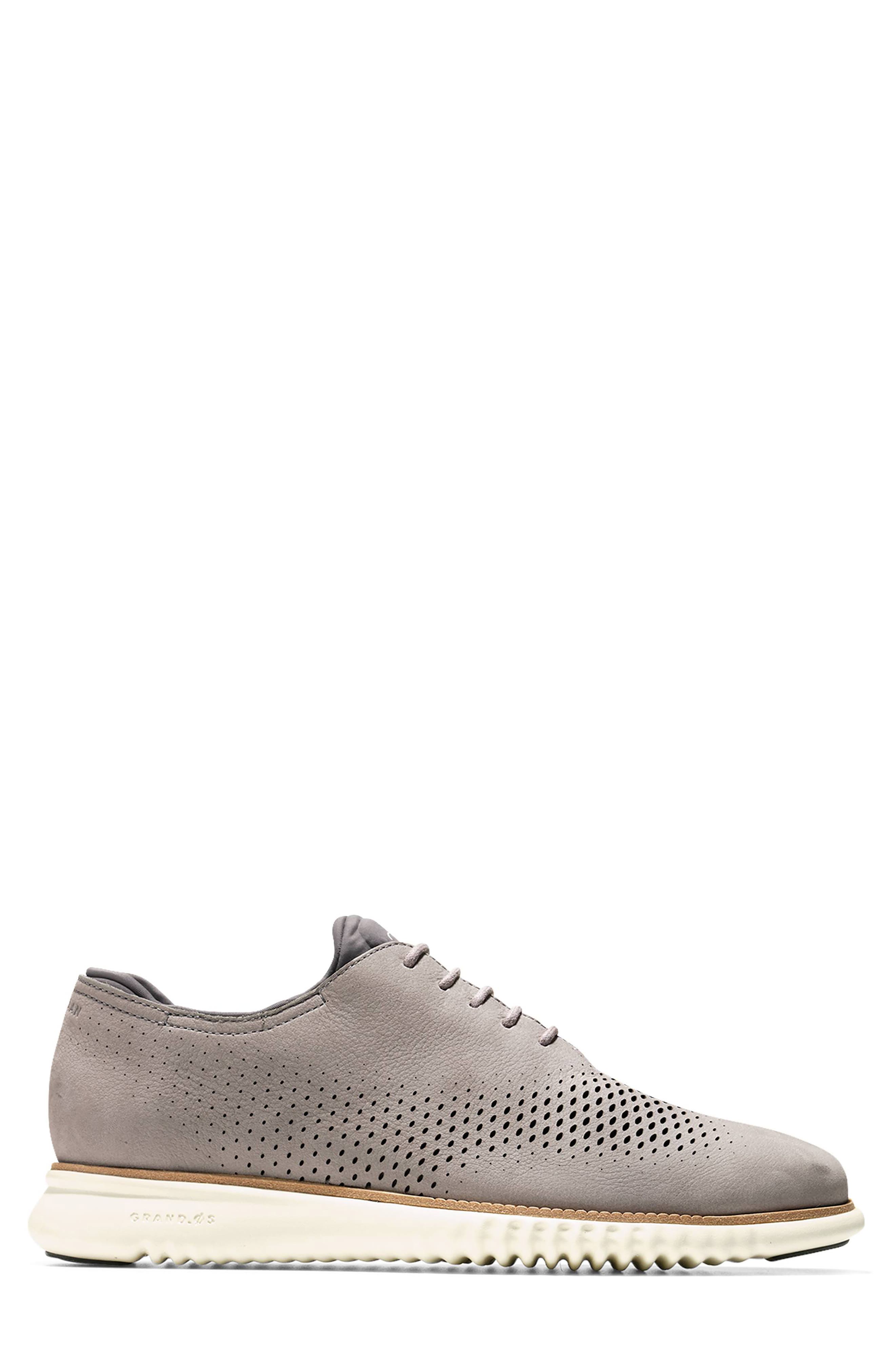Cole Haan 2.ZeroGrand Laser Wing Derby, Alternate, color, Ironstone Nubuck/ Ivory